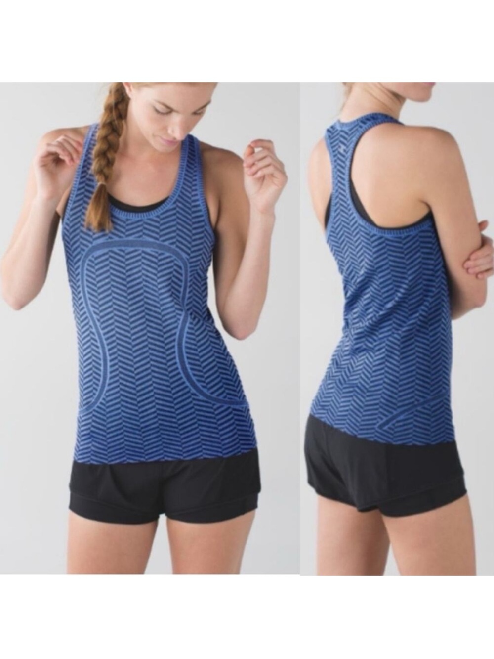 lululemon athletica Blue Chevron Racerback Tank